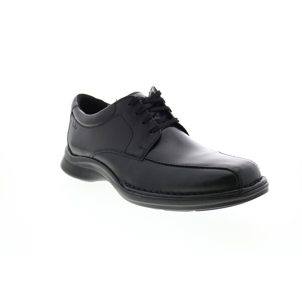 Clarks Kempton Run Black Leather Mens Plain Toe Oxfords & Lace Ups ...