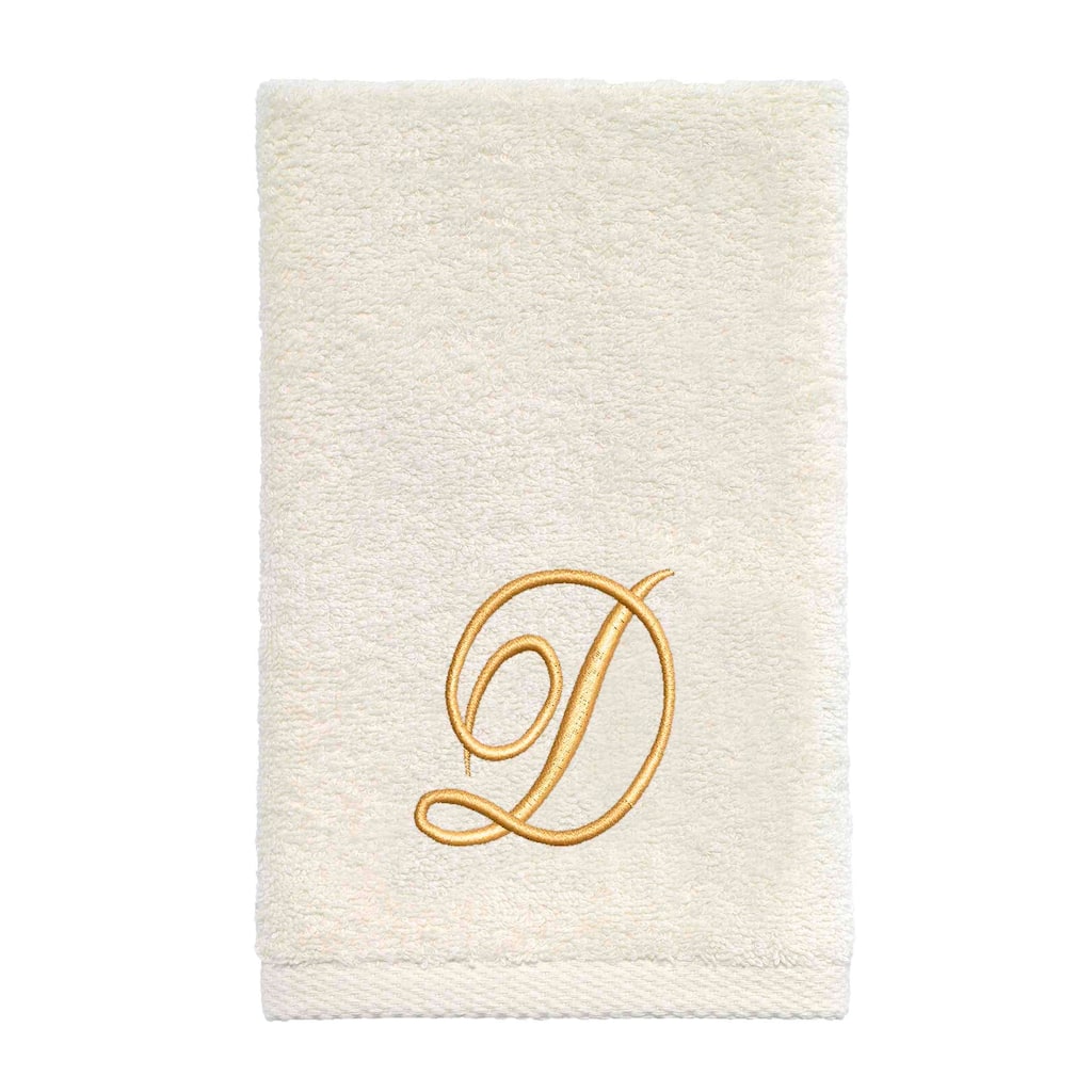 Avanti Linens Ivory/Gold Script Monogram Fingertip Towel Letter D - Fingertip Towel
