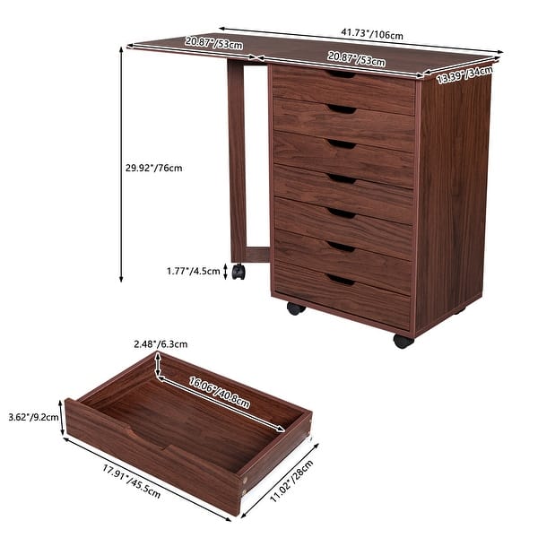 Brown Wooden File Cabinet with 7Drawers - Bed Bath & Beyond - 36503473