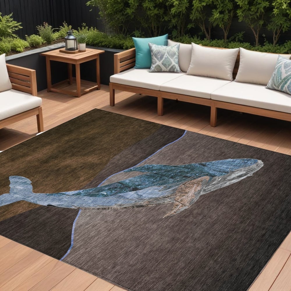 HomeRoots Animal Print Transitional Rectangle Outdoor Rug