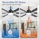 preview thumbnail 52 of 93, 48"/52"/60"/72" Modern Black LED Ceiling Fan with Light Remote (3/5/6/8/12 Reversible Blades)