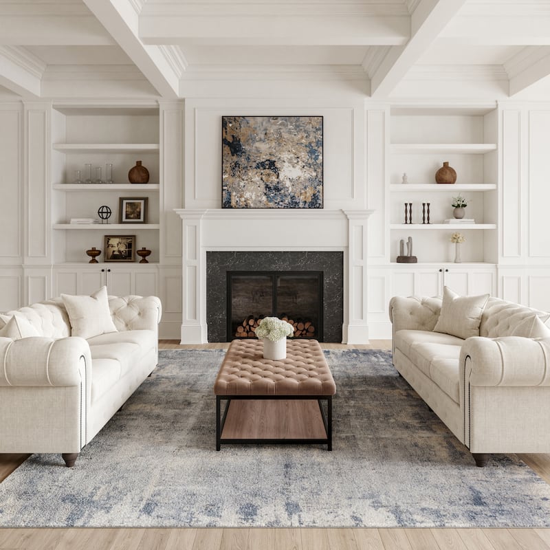 Rustic Textures Vintage Abstract Modern Area Rug - 7'10" x 10'6" - Grey/Beige - Runner/Rectangle