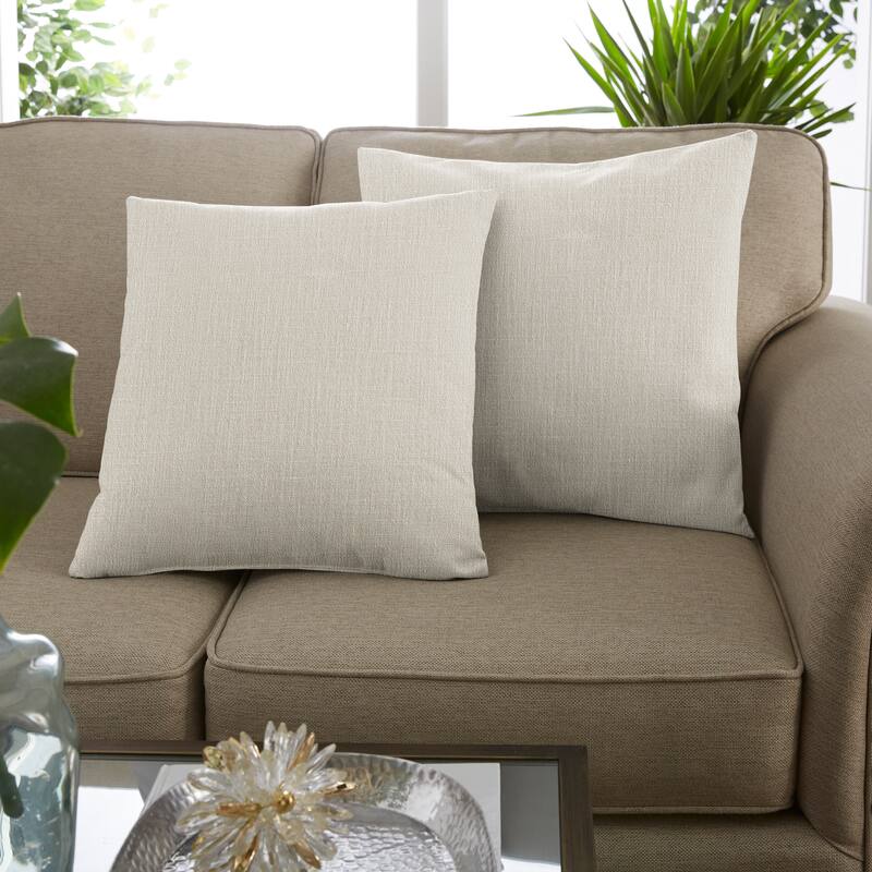 Sorra Home Linen Texture Pillows (Set of 2) - 16 in H x 16 in W x 6 in D - Beige