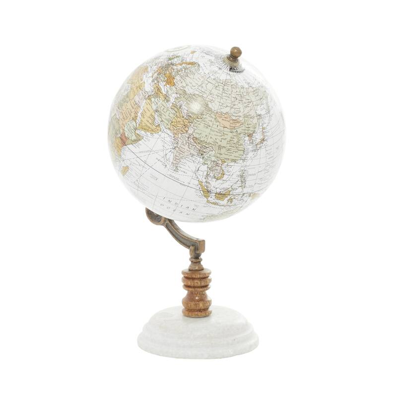 Marble Globe with Marble Base - Teal, White, Black - Roche River Decor