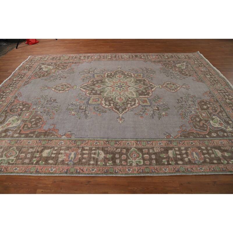 Gray Tabriz Persian Area Rug Hand-Knotted Wool Carpet - 8'3"x 11'1"