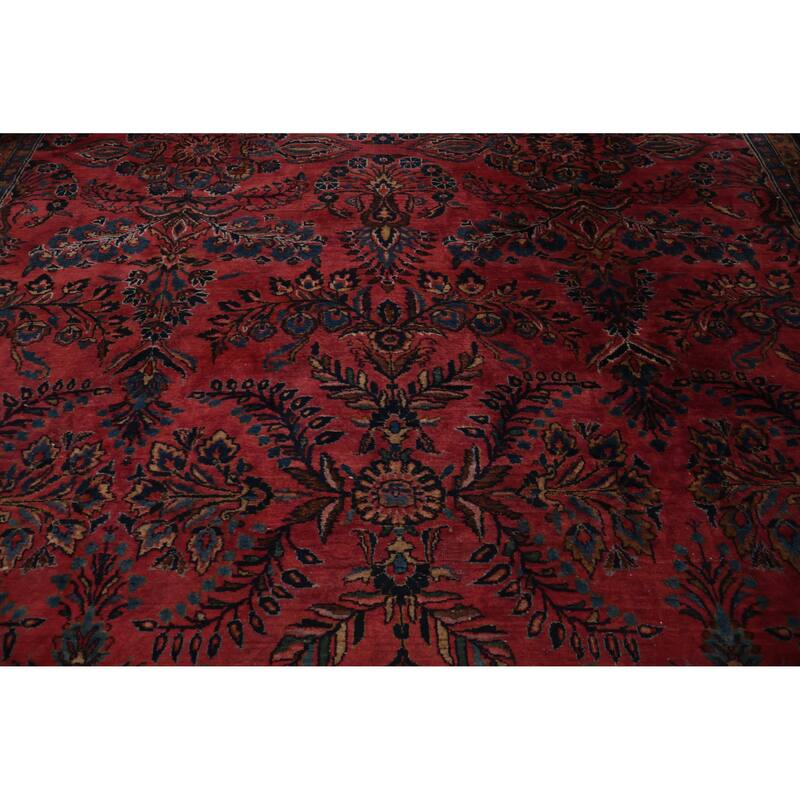 Hand Knotted Oriental 100% Wool Carpet Traditional Floral Pink Sarouk Area Rug - 17' 10'' X 10' 6''
