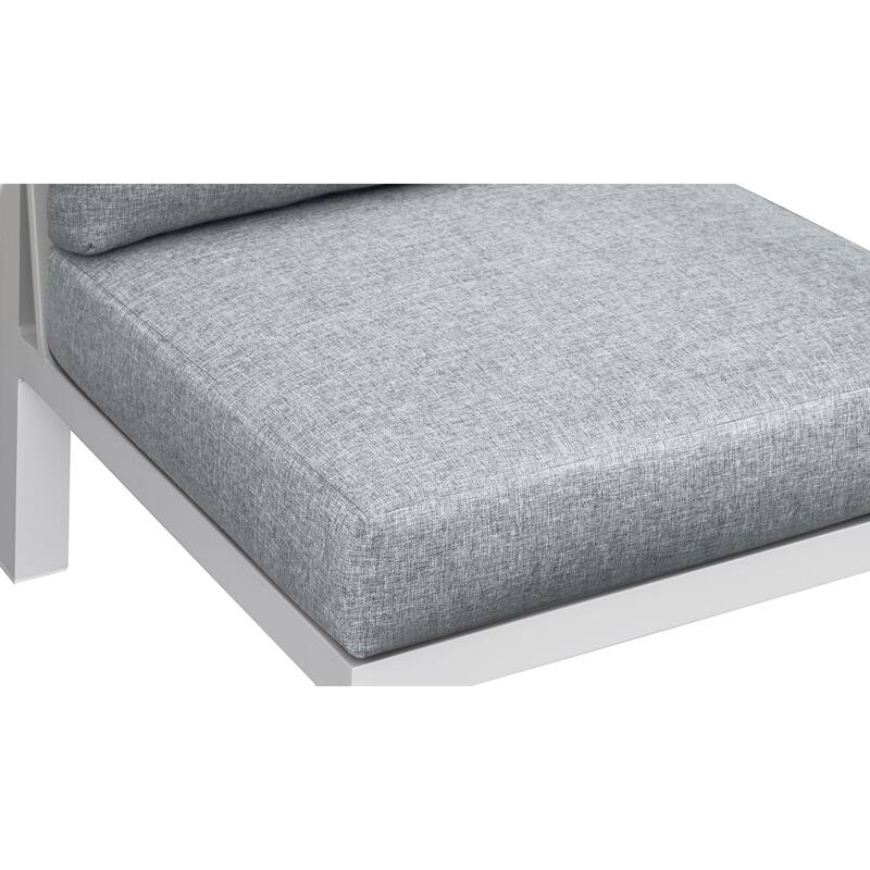 Nash Outdoor Aluminum Armless Chair with Cushions, Buff