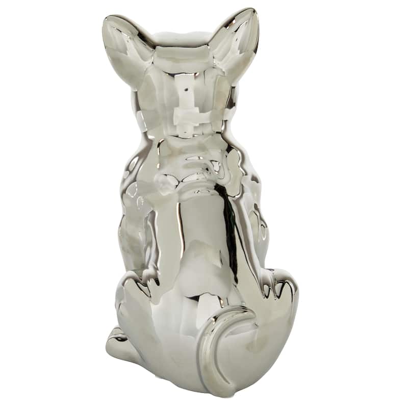 Ceramic Bulldog Decorative Sculpture with Sunglasses - Silver, Gold - CosmoLiving by Cosmopolitan