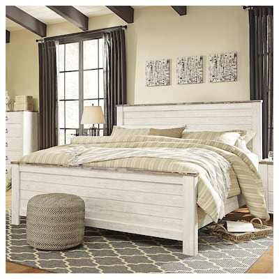 Willowton California King Panel Bed - Whitewash - Width: 81.00"Depth: 87.00"Height: 54.00"