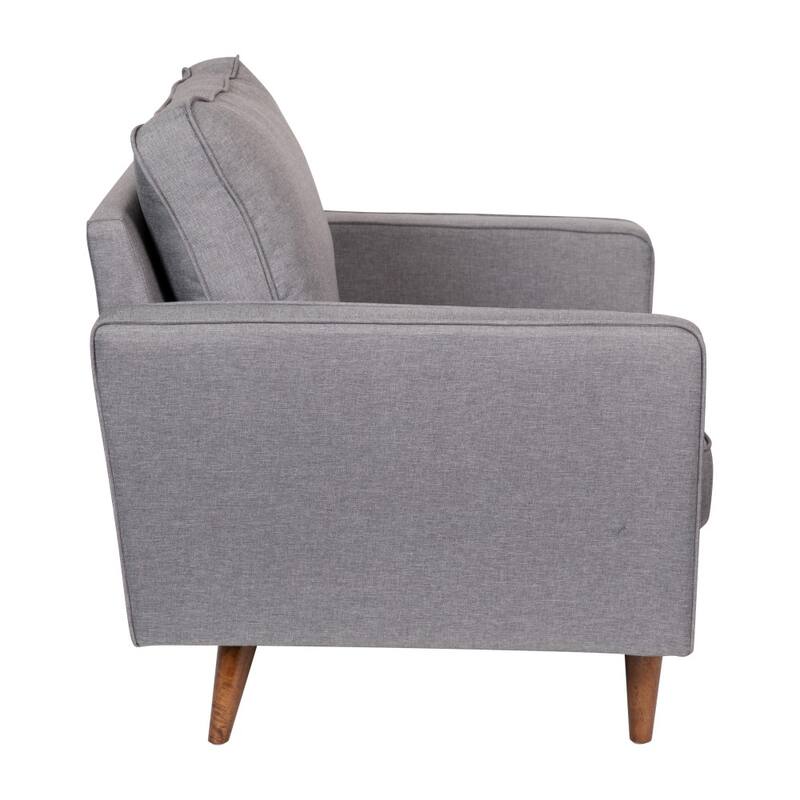 Compact Upholstered Tufted Chair with Wooden Legs