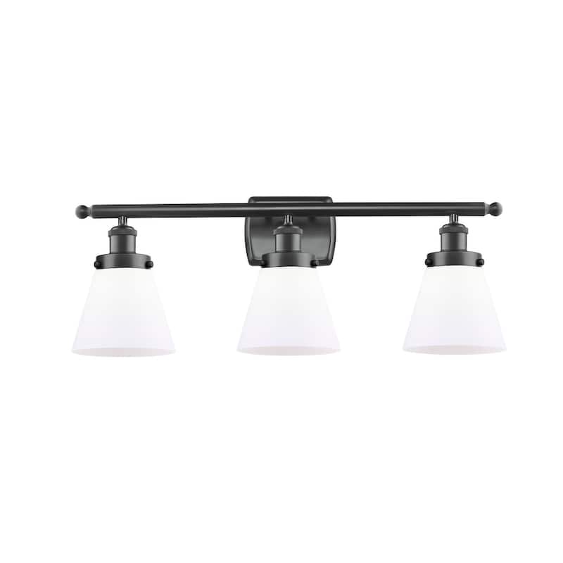 Innovations Lighting Small Cone 3 Light 26" Wide Vanity Light - Matte Black / Matte White
