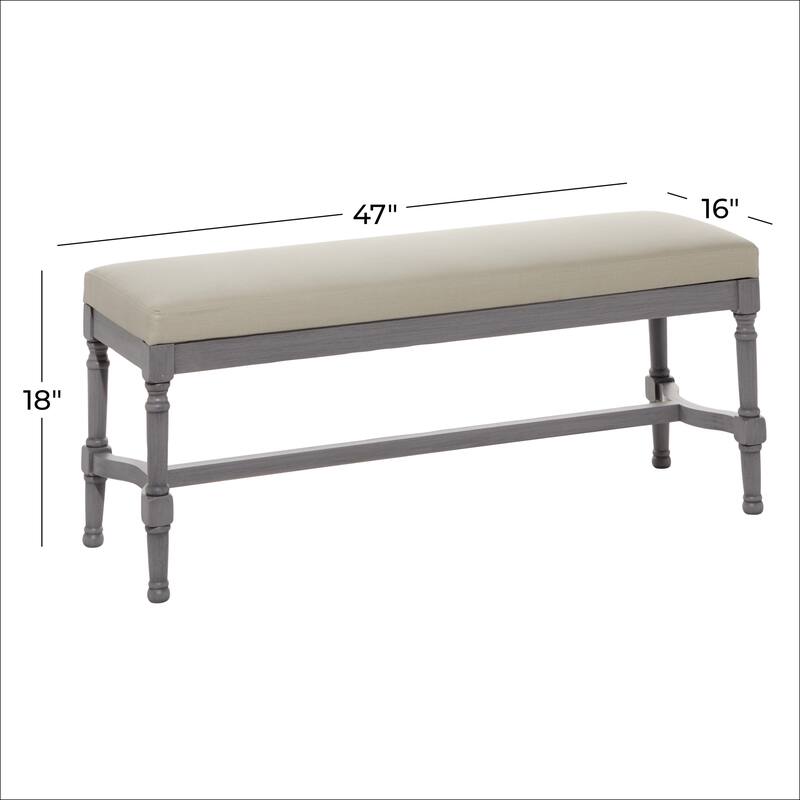 Wood Bench with Burlap Seat - Gray or Brown - Roche River Decor