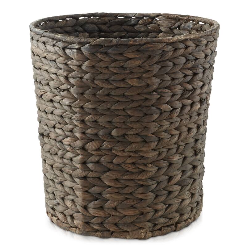 Seagrass Water Hyacinth Waste Basket Woven Trash Can - Espresso