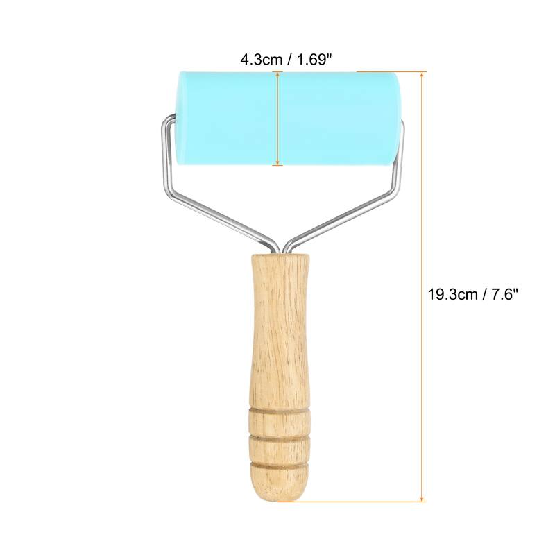 Rolling Pin 7.6" x 1.69" T-Maple Silicone Roller - Blue