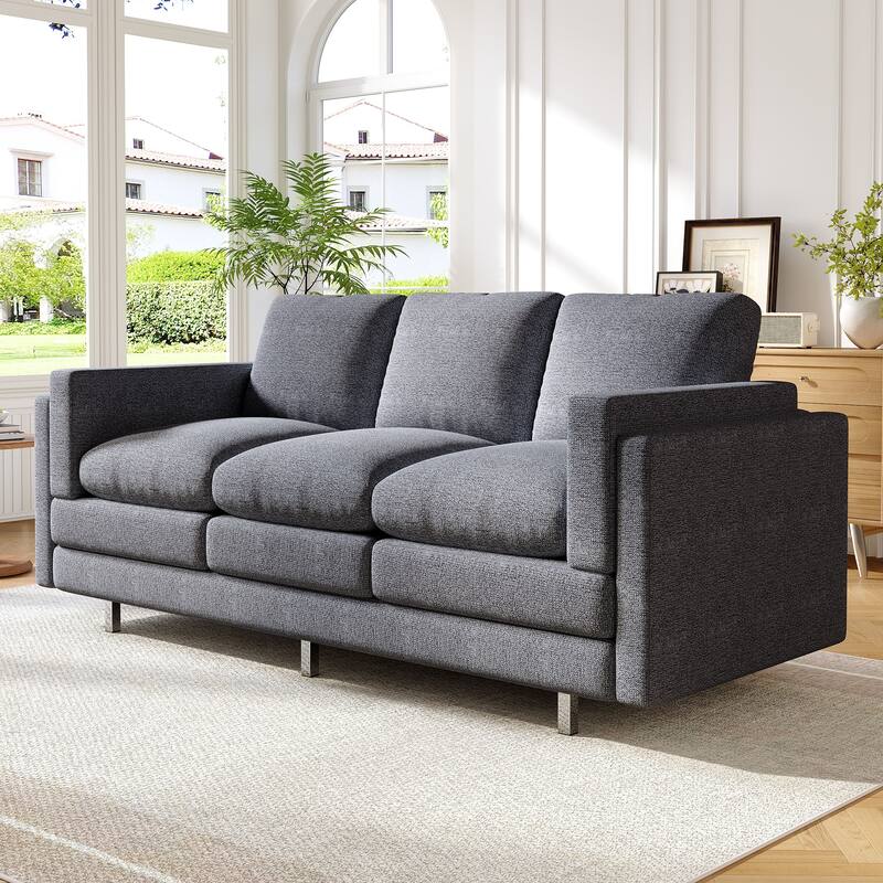 Chenille Cloud Couch Modern 3 Seater Sofa with Metal Legs, Upholstered Sofa Couches with Deep Seat