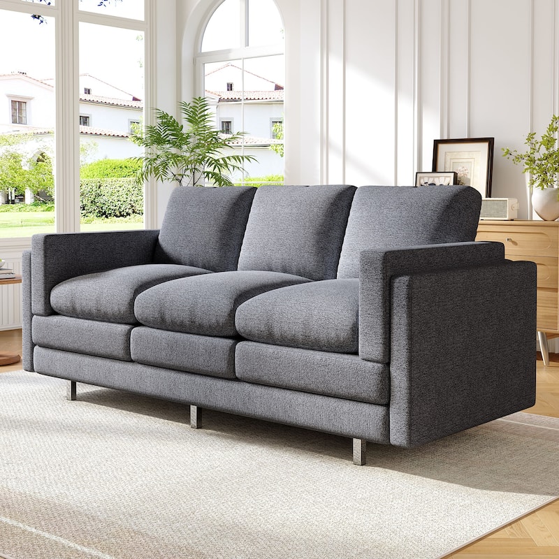 Modern 3-seater Sofa 79.5" Sofa Couch Upholstered Sofa with Dual-layer Seat Cushions for Living Room