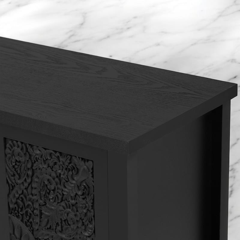 47.2" Retro TV Stand for TVs up to 43 Inches, Media Console with Glass Cabinet Doors, 3 Spacious Cabinets, Adjustable Shelves