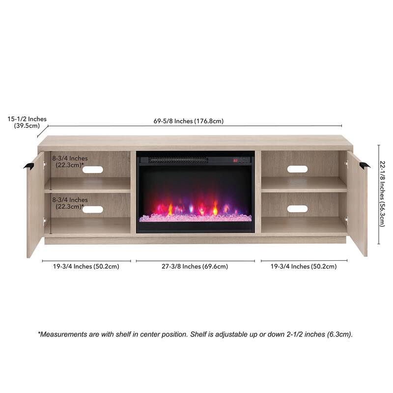 Mansfield Rectangular TV Stand with 26" Crystal Fireplace for TV's up to 78" - 70" Wide