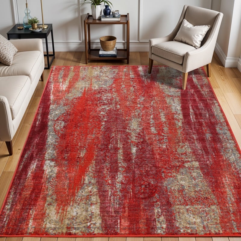 Superior Brayton Abstract Washable Non-Slip Indoor Area Rug