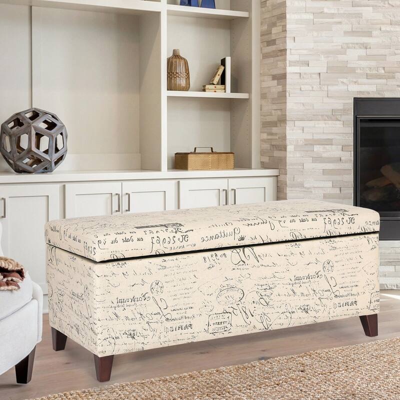 Adeco Rectangle Storage Ottoman Tufted Bench Footstool Lift Top
