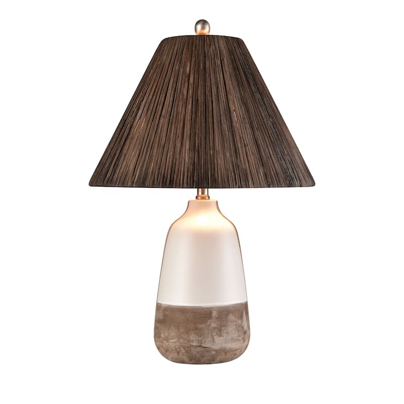 Elk Home Kirkover White Glazed With Woven Rattan Shade Table Lamp