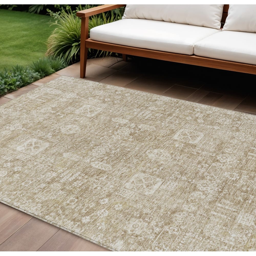 HomeRoots Oriental Transitional Rectangle Outdoor Rug