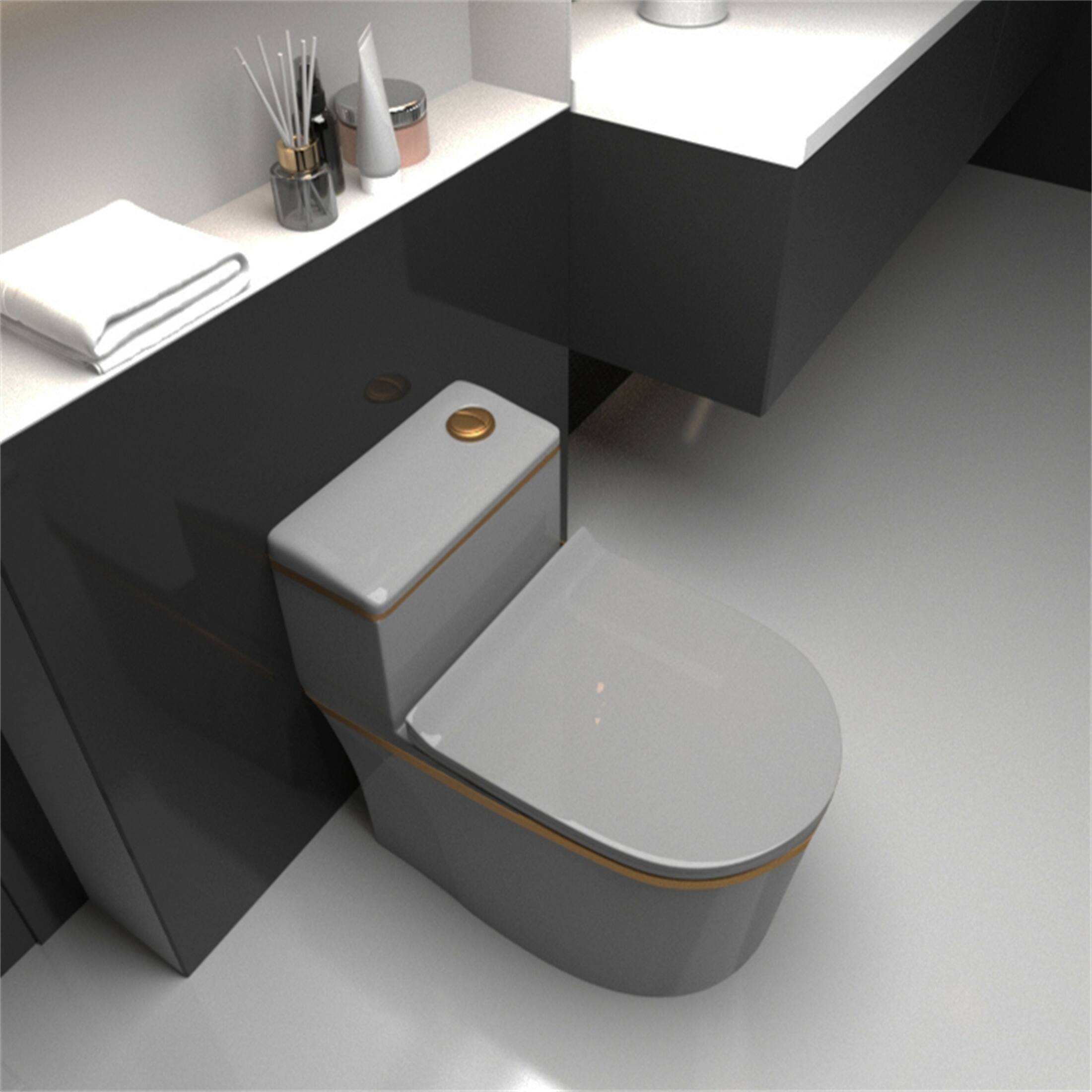Grey One Piece Toilet (Seat Included) Bed Bath & Beyond 37253767