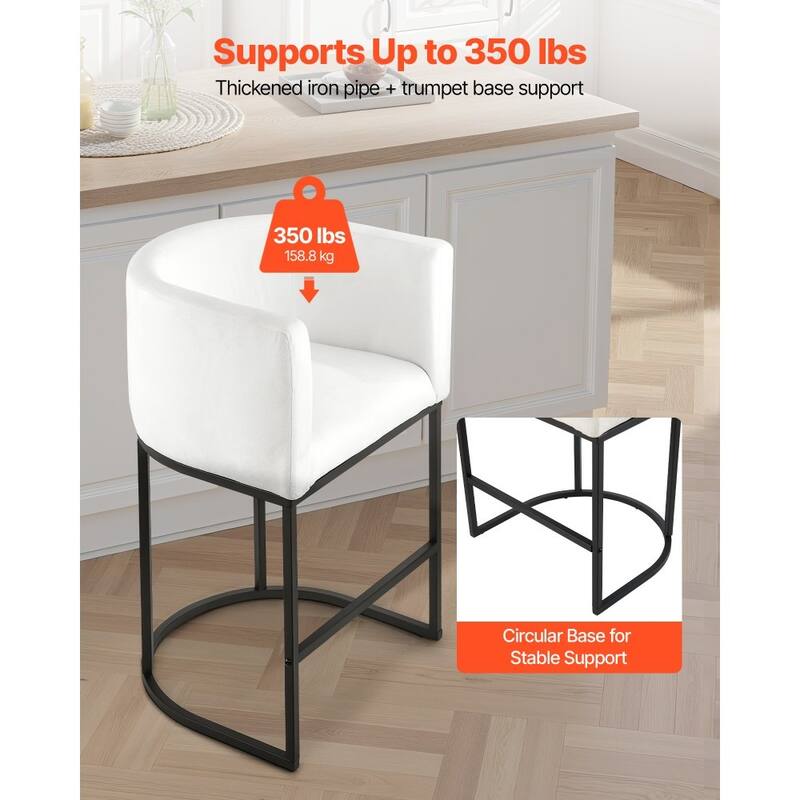 Set of 3 Plush Upholstered Counter Height Bar Stools with Backrest and Sturdy Iron Frame - 22.24” x 20.28” x 34.25”