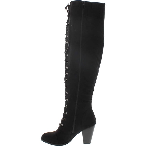 lace up knee high heel boots
