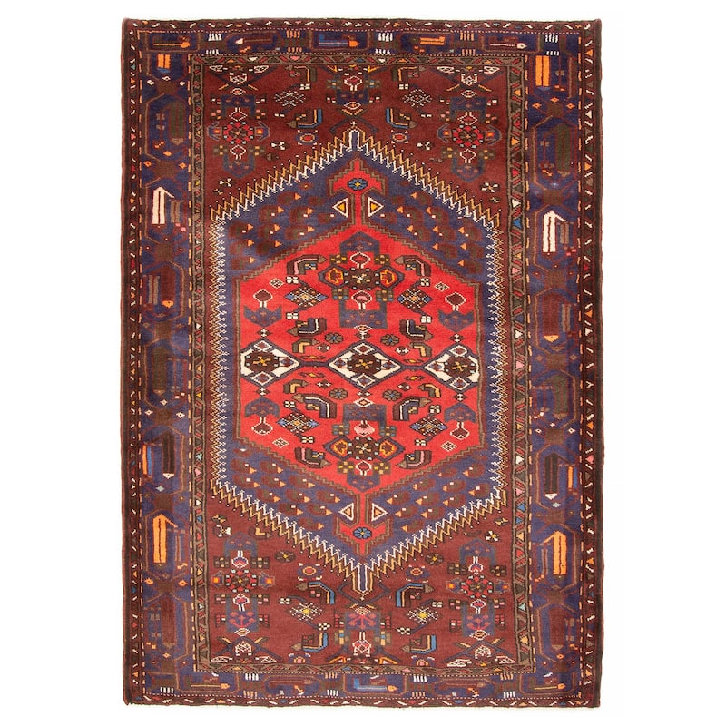 ECARPETGALLERY Hand-knotted Andelz Red Wool Rug - 4'5 x 6'9 - Dark Red - 4'5 x 6'9