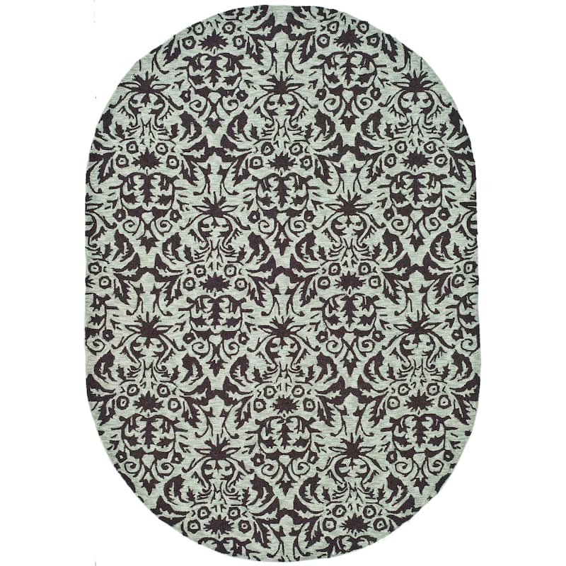SAFAVIEH Handmade Chelsea Duschka French Country Wool Rug - 4'6" x 6'6" Oval - Sage/Chocolate