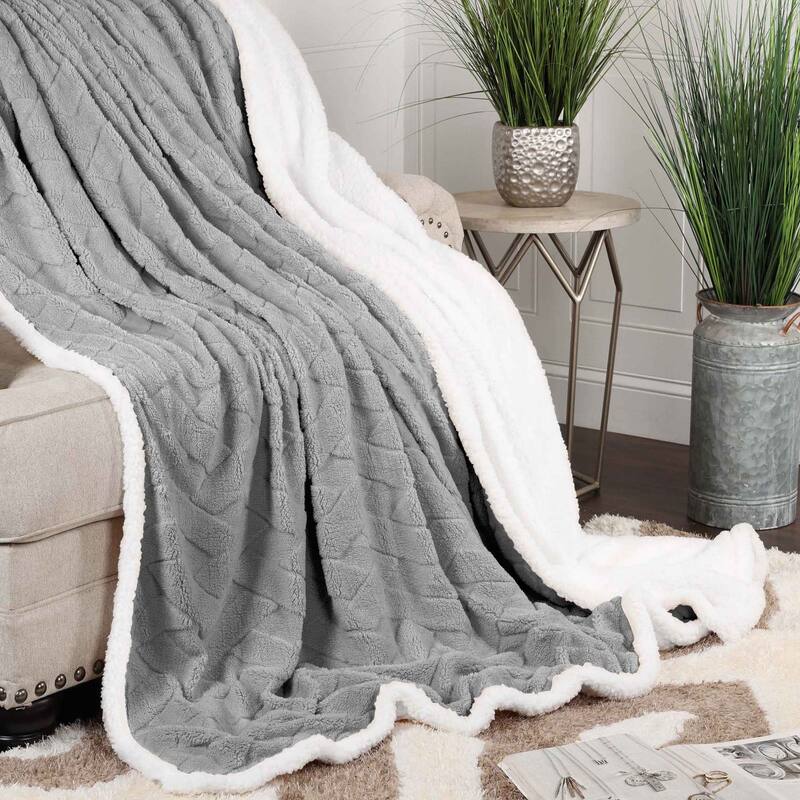 Superior Nuuk Jacquard Lattice Fluffy Sherpa Fleece Blanket