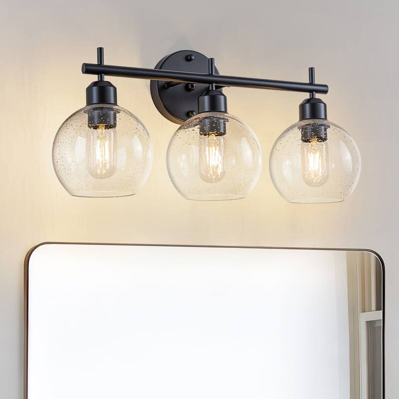 Starsky Modern 3-Light Dimmable Vanity Light with Seeded Glass Globes
