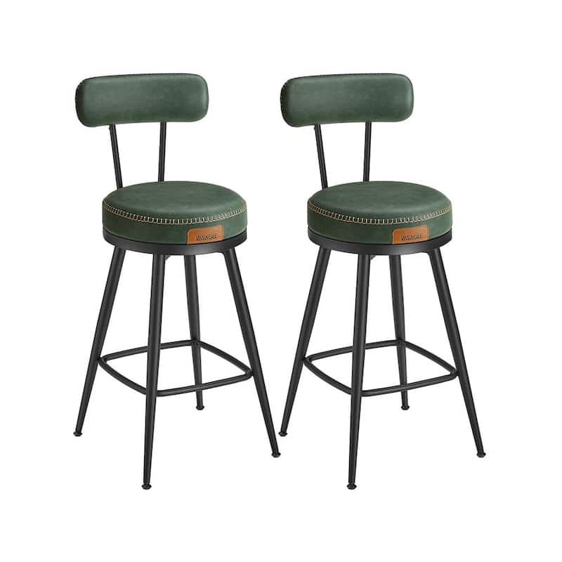 360 Swivel Bar Stools with Backrest and Steel Legs Footrest Perfect for Dining Room Set of 2