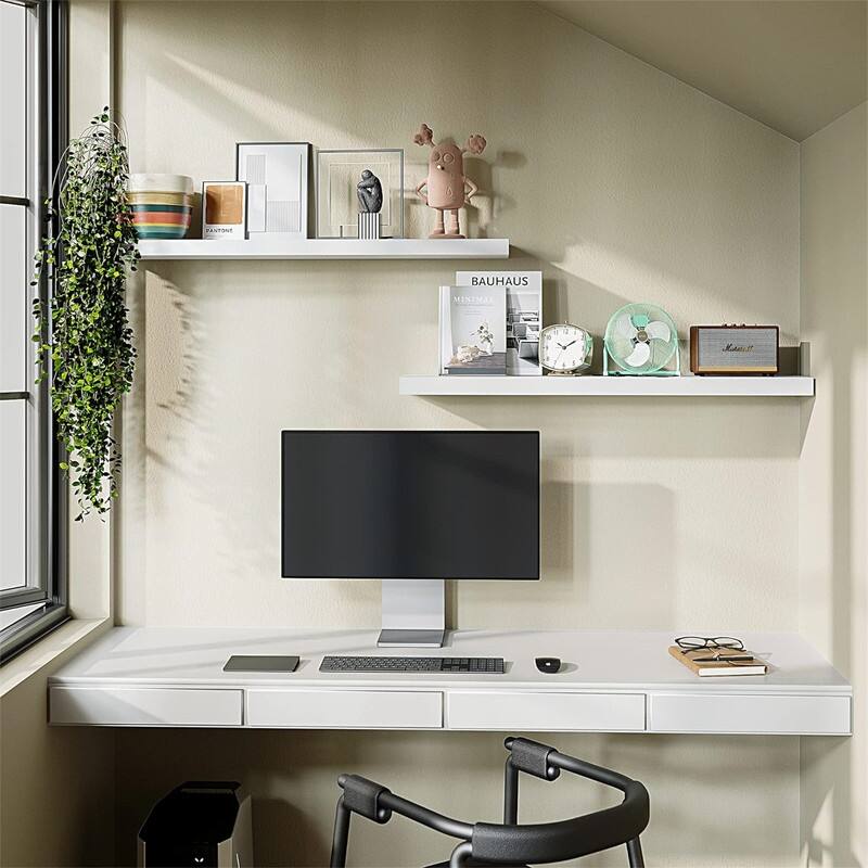 Floating Shelves40 in W x 8in D Wall Mounted Wooden Shelves with Invisible Brackets Set of 2 - 7"D x 40"W x 2"H