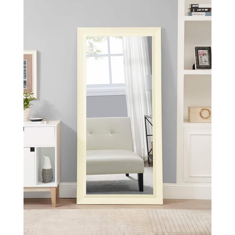 Framed Bevel Leaner Full Length Huge Floor Mirror XL Mirror Large Rectangle Standing Cream Floor Mirror Huge Mirrors for Bedroom