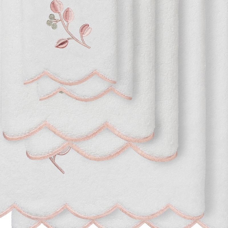 Authentic Hotel and Spa 100% Turkish Cotton WILD BRANCH Scallop Embellished Towel Collection