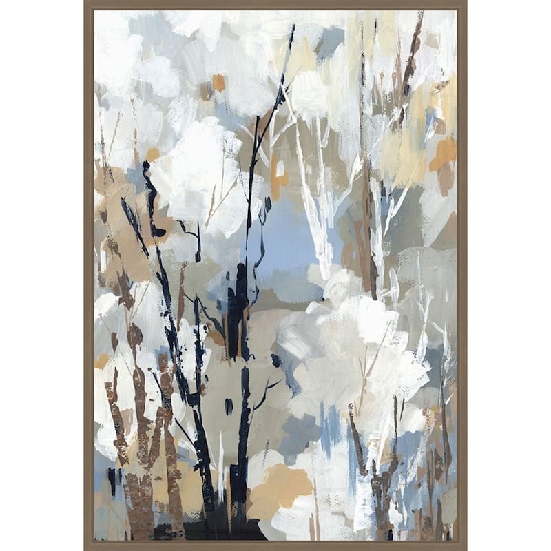 Silversong Birch II by Lera Framed Canvas Wall Art Print - Sylvie Dark Gold