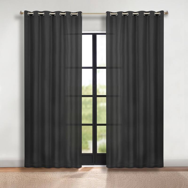 Superior Solid Machine Washable Room Darkening Grommet Blackout Curtains, Set of 2