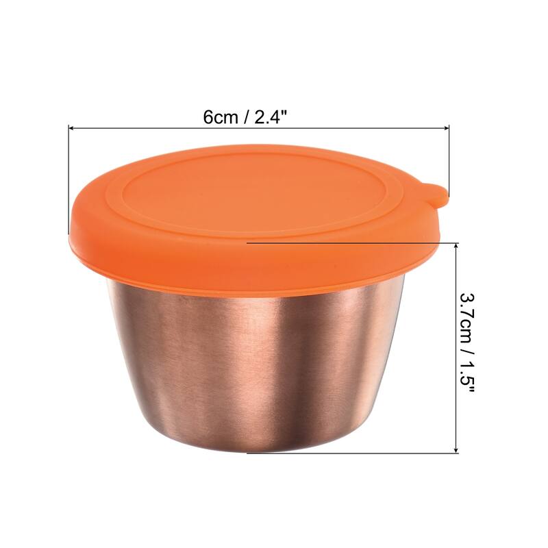 2pcs Salad Dressing Container, 2.4oz Stainless Steel Condiment Cup - Orange