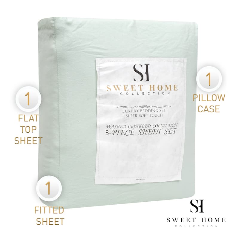 Sweet Home Collection Vintage Wash Microfiber Crinkle Sheet Sets.