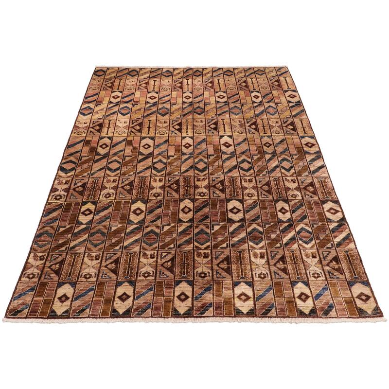 Rustica Mosaic Gabbeh Hand-Knotted Wool Area Rug