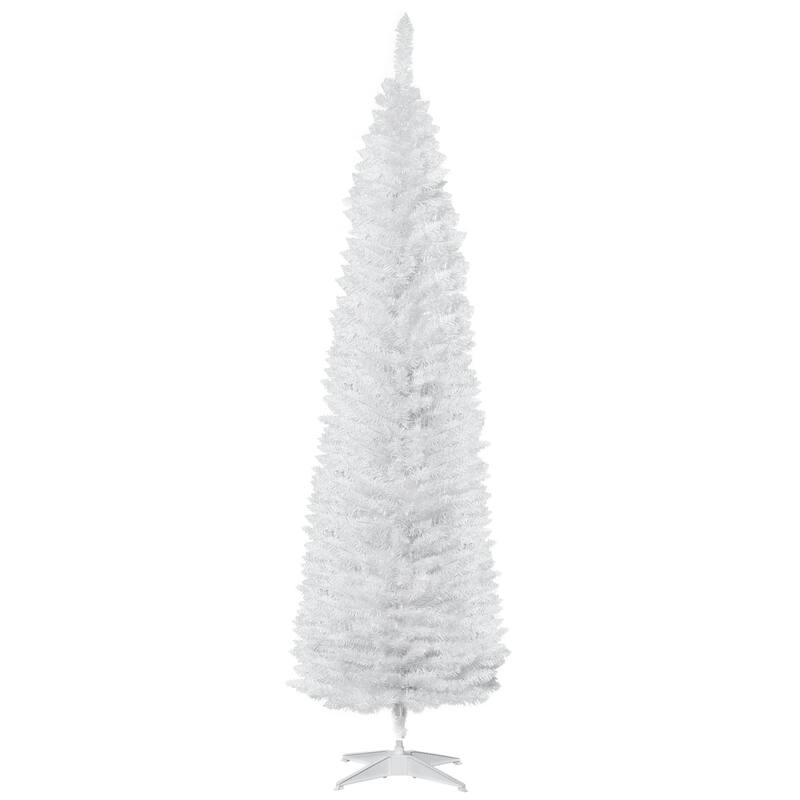 HOMCOM 7' Hinged Noble Fir Unlit Slim Christmas Tree with Stand