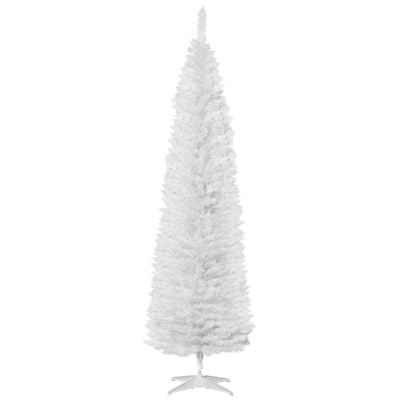 HOMCOM 7' Hinged Noble Fir Unlit Slim Christmas Tree with Stand