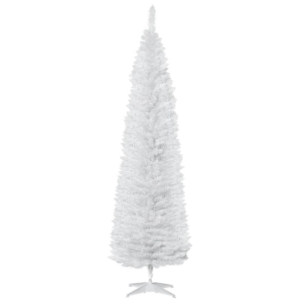HOMCOM 7' Hinged Noble Fir Unlit Slim Christmas Tree with Stand - N/A