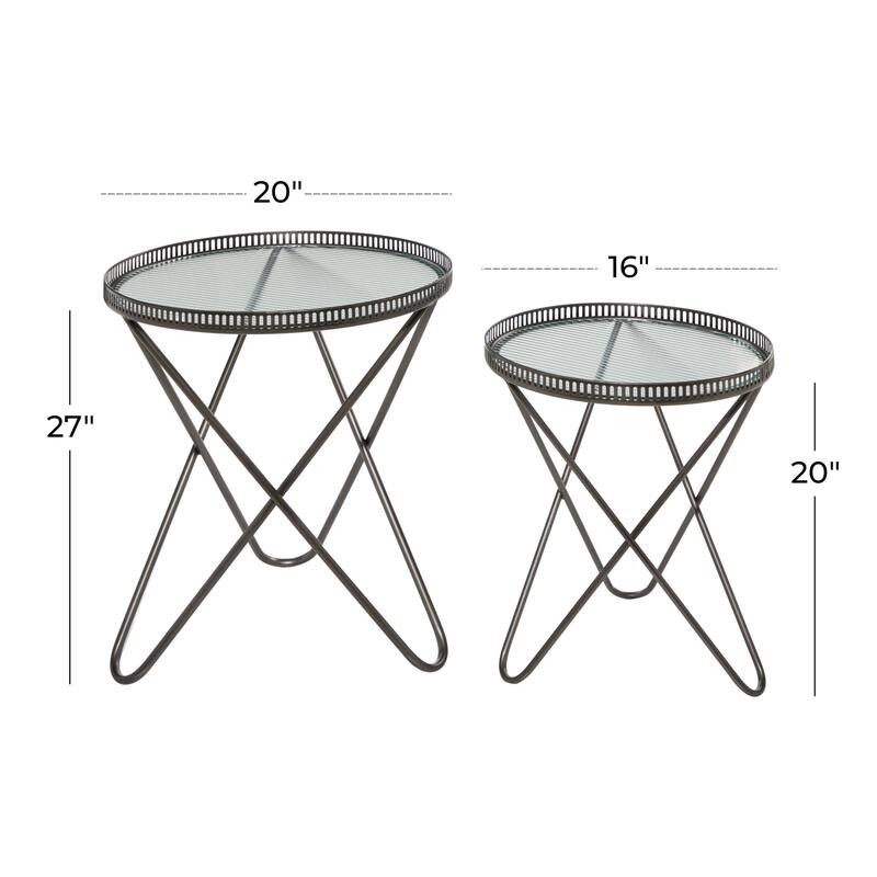 Grey Iron Industrial Accent Table (Set of 2) - 20 x 20 x 27Round