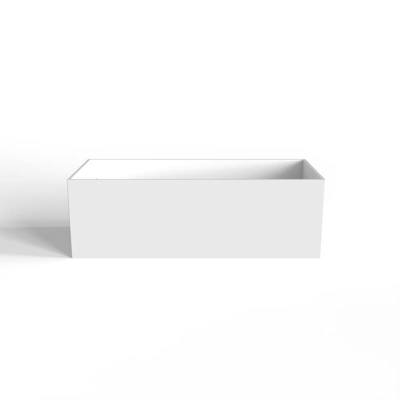 67 Inch Solid Surface Freestanding Soaking Bathtub in Matte White