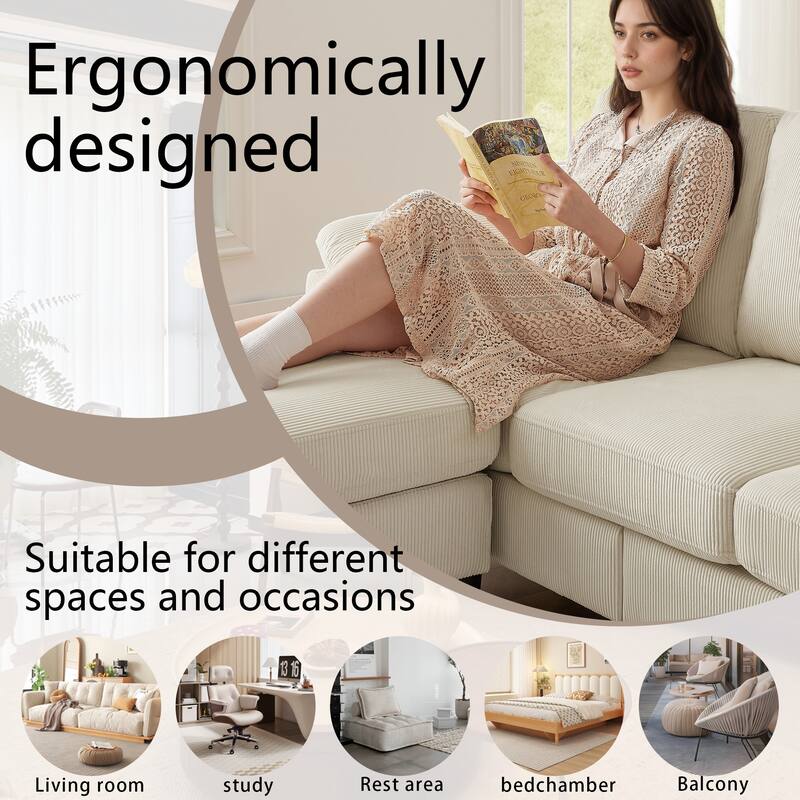 4 Pieces Corduroy Living Room Sets with Sofa, Ottoman and Loveseat