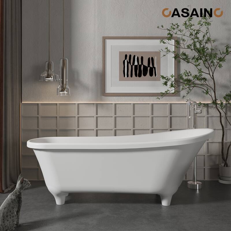 CASAINC Single-Handle Freestanding Floor-Mount Roman Tub Faucet with Handheld Shower