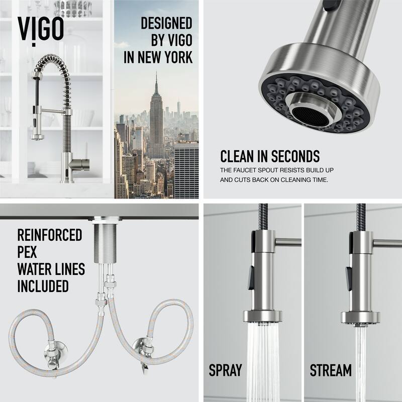 VIGO Edison 19" H Single Handle Pull-Down Sprayer Kitchen Faucet Set with Touchless Sensor